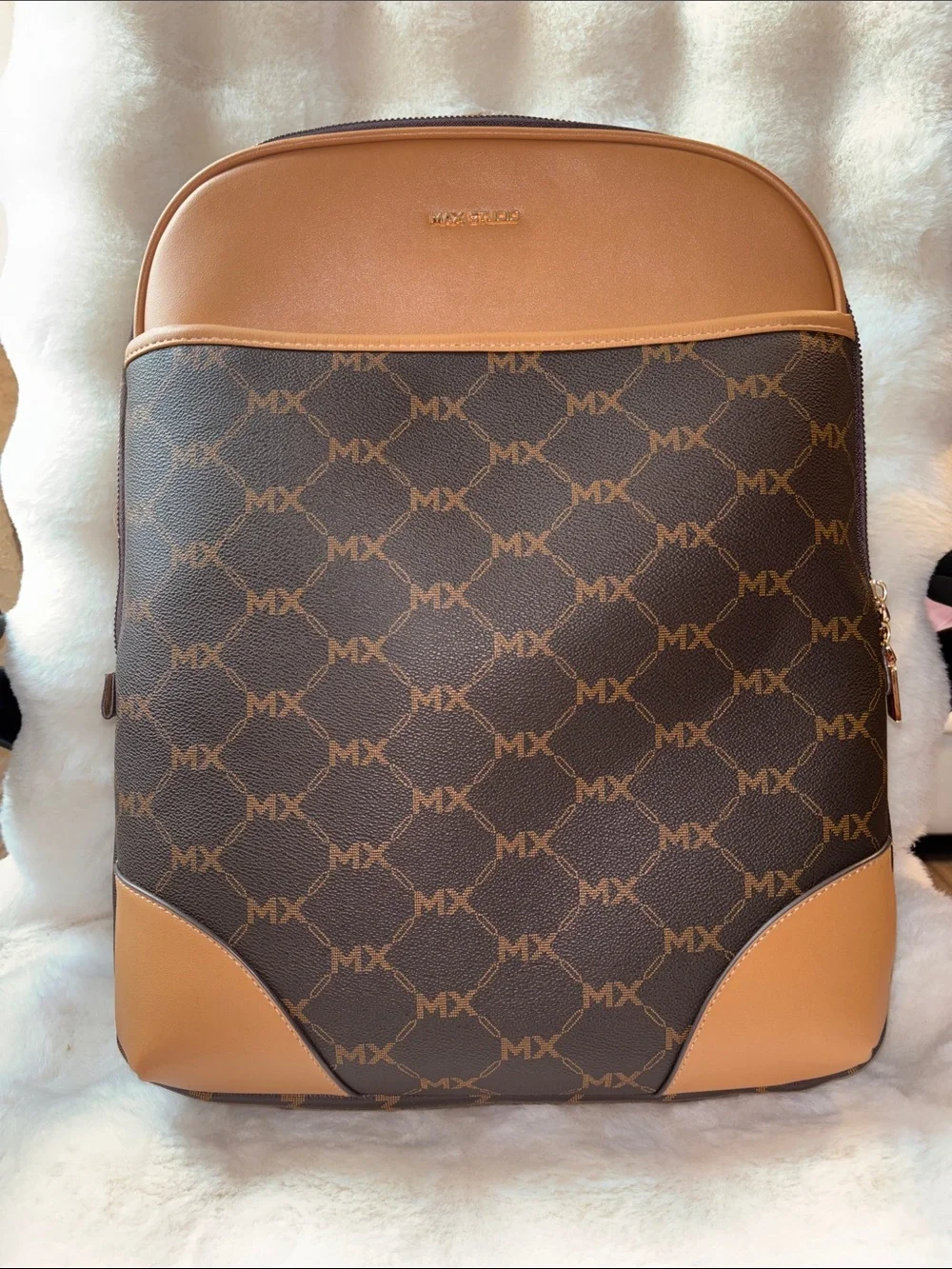 Max Studio Brown & Tan Monogram Backpack